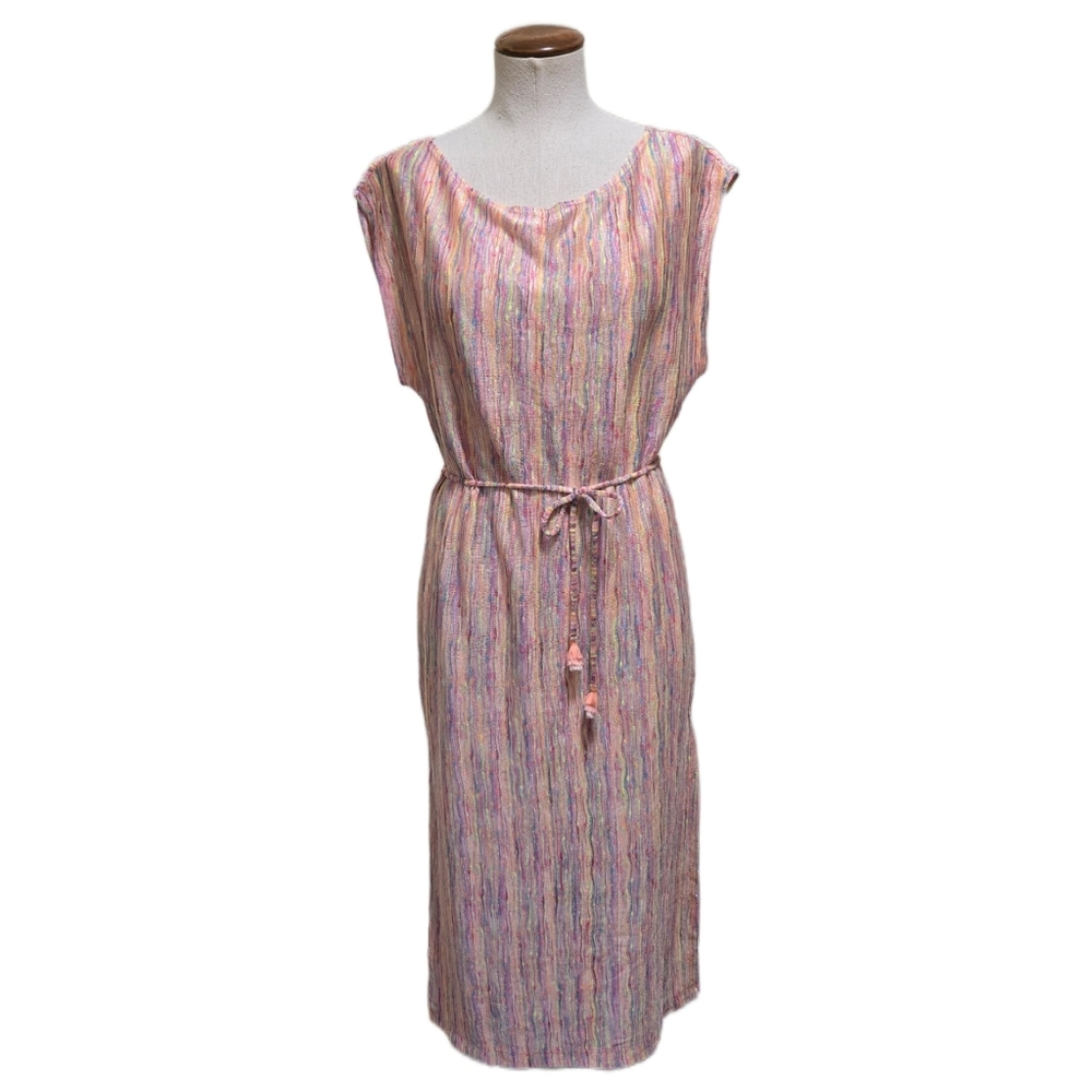 Isabella Rose Bavella Belted Caftan Swim Cover Up Dress Froze Combo XS/S